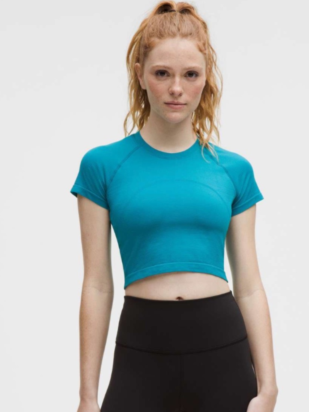 Lululemon Swiftly Tech Cropped Short-Sleeve Shirt 2.0 Hawaiian Blue